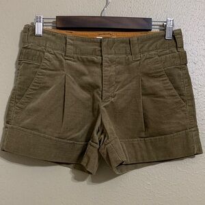 Vince Women's Corduroy Front Pleated Cargo Shorts Olive Green Size 0